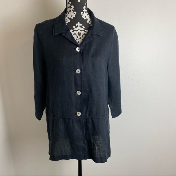 Harve Bernard Linen Button Front Lagenlook Shirt - Picture 1 of 14